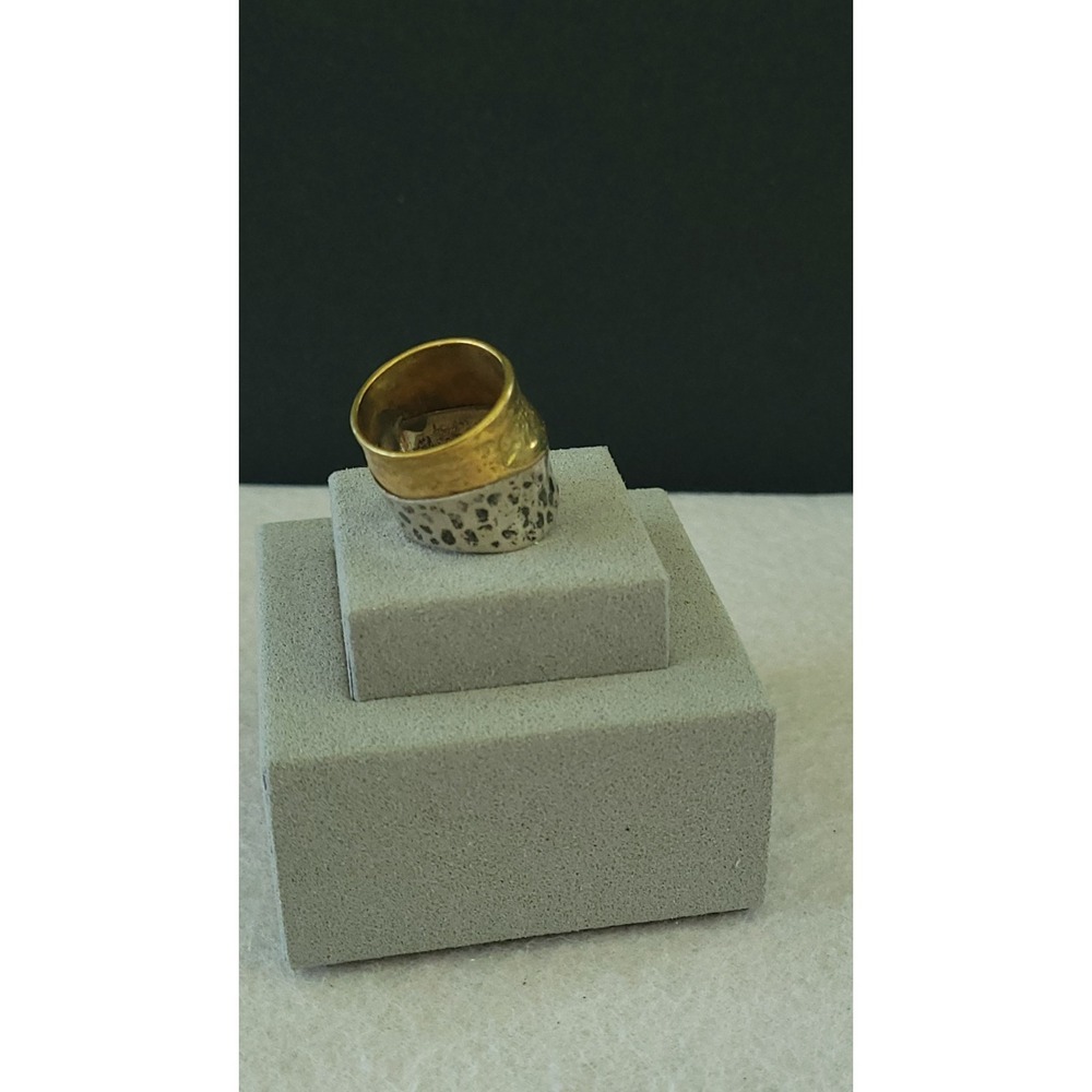 SILPADA Rain or Shine Ring R3134 Sterling Silver Brass Hammered Size 7 -- 8g - Picture 4 of 8